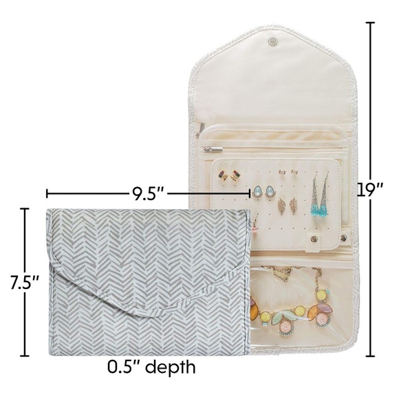 Brelox Gray Feathered Travel Jewelry Organizer Bag - Picture 5 of 6